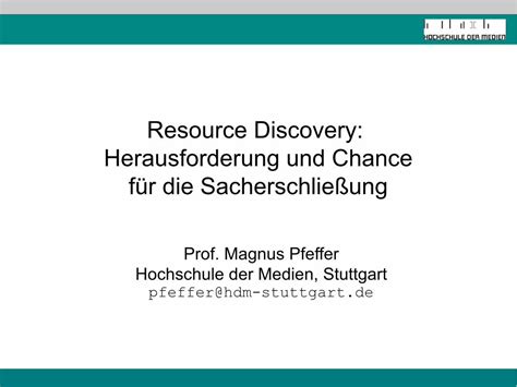 PDF Resource Discovery Herausforderung und Chance für