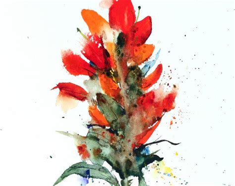 Indian Paintbrush Floral Watercolor Print By Dean Crouser Etsy