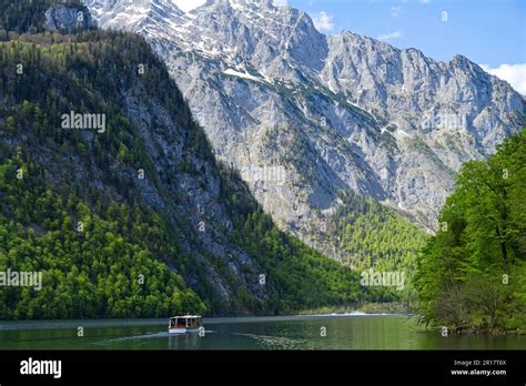 Ship On Kings Lake „koenigssee In Berchtesgaden National Park In Nice