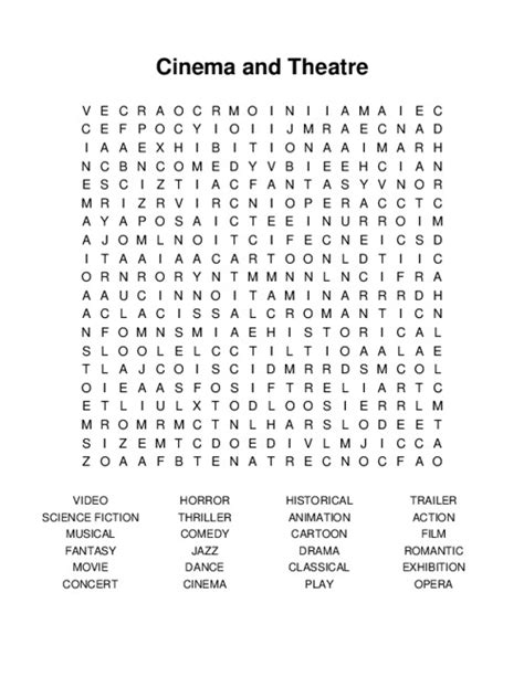 Cinema And Theatre Word Search