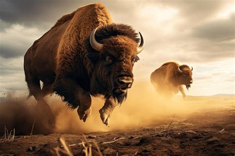 Premium AI Image | angry bison ready to fight