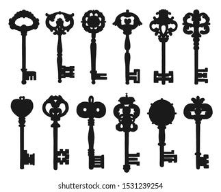 Vintage Key Antique Door Lock Black Stock Vector Royalty Free