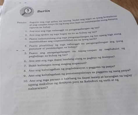 Panuto Sagutin Ang Mga Gabay Na Tanong Isulat Ang Sagot Sa Iyong