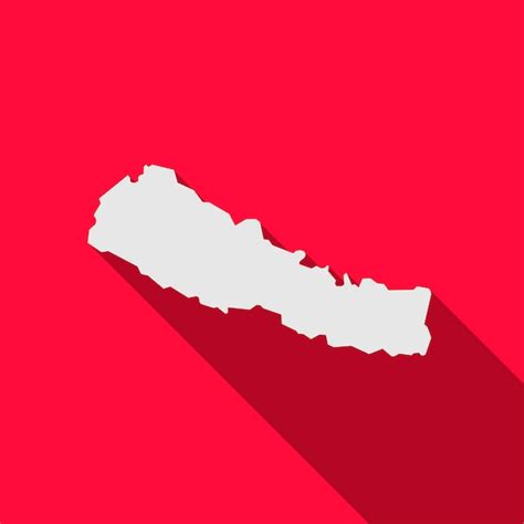 Mapa De Nepal Sobre Fondo Rojo Con Una Larga Sombra Vector Premium