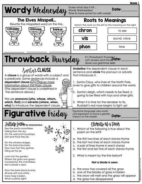 Ela Morning Work 4th Grade November Distance Learning Google Slides