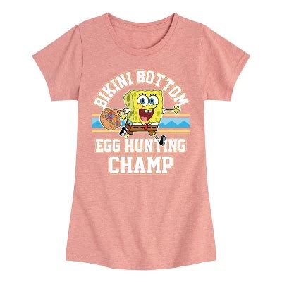 Spongebob Squarepants Bikini Bottom Egg Hunting Champ Fitted Short Sleeve Graphic T Shirt