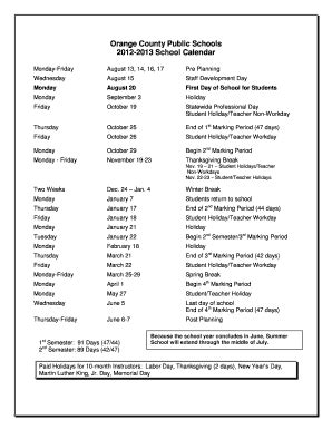 Orange County Public Schools Academic Calendar 2025-2026: A ...