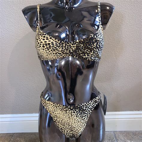 NWT Fierce S Vintage Cheetah Thong Bikini Depop