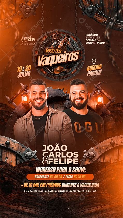 Flyer Story Festa dos Vaqueiros João Carlos e Felipe Social Media PSD