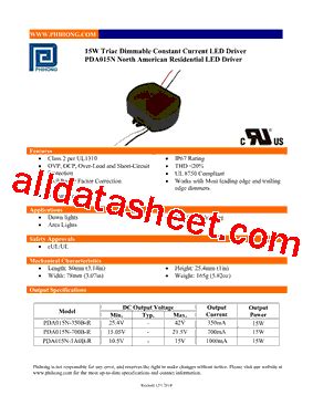 Pda N B R Datasheet Pdf Phihong Usa Inc