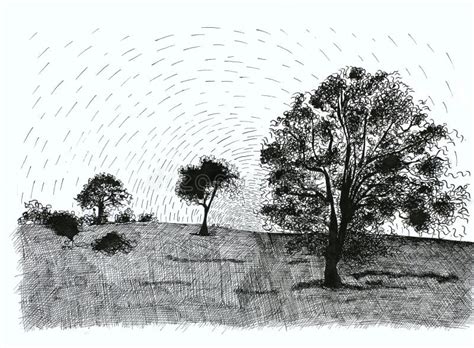 Ink landscape stock illustration. Illustration of sunny - 80065411