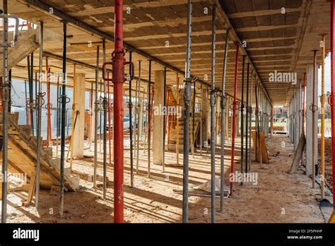 Props Supporting The Formwork Of A Floor Slab In Construction Site