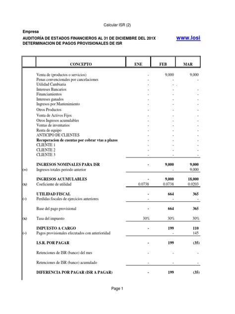 Cómo Calcular El Isr Con Excel Pdf Impuesto Sobre La Renta Ley Pública