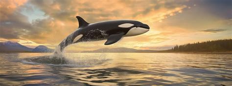 Premium AI Image | A killer whale jumps in the ocean