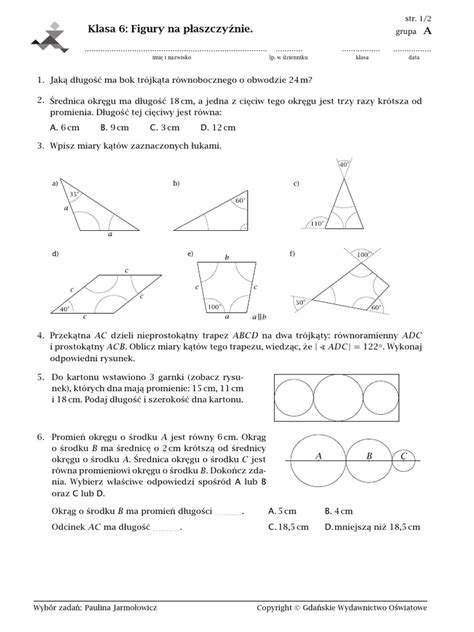 Klasa 6 Figury Na Płaszczyźnie Pdf