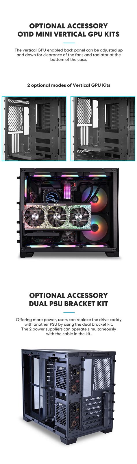 Lian Li O11d Mini X Black With Sp750 750w Sfx Psu Aluminum Tempered Glass Atx Mini Tower