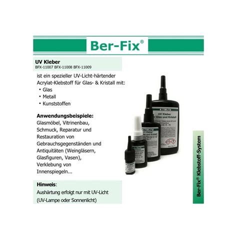 Ber Fix UV Kleber niedrigviskos 10g Für Glas Metall 30 00