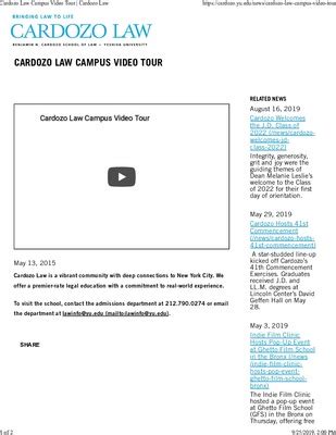 "Cardozo Law Campus Video Tour" by Benjamin N. Cardozo School of Law