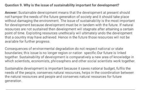 Why Is The Issue Of Sustainability Important For Development Brainly