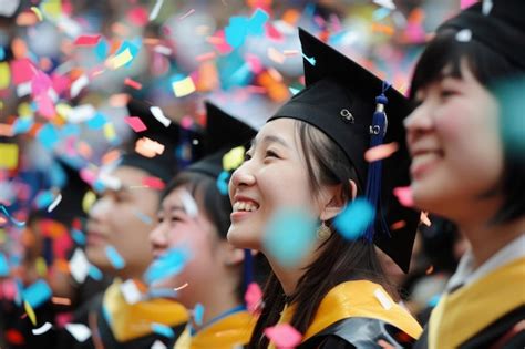 Premium Photo Female Asian Graduates Celebrates Graduation Day At College