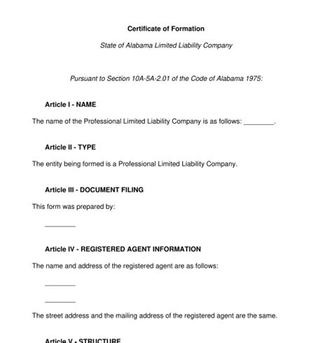 Articles Of Organization Template Word