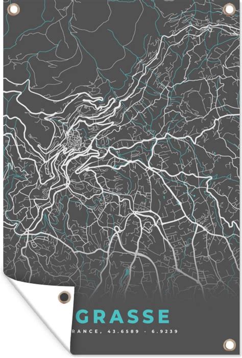 Tuinposters Buiten Grasse Frankrijk Stadskaart Plattegrond