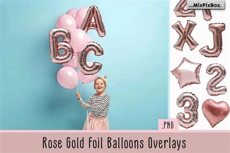 Rose Gold Foil Balloons Overlays FreeGFX4u