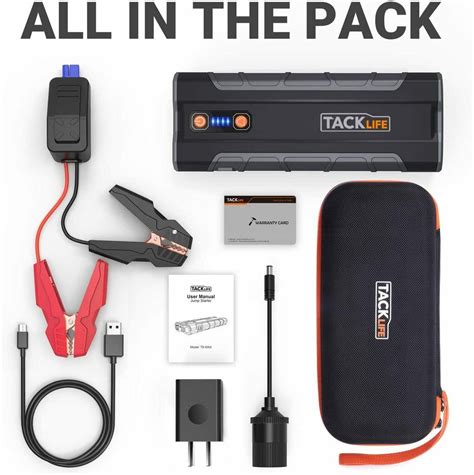 Tacklife T8 Max Jump Starter 1000a Peak 20000mah Power 12v Car Battery Jumper For Sale Online