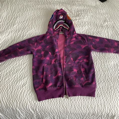 BAPE Men's Purple and Black Hoodie | Depop