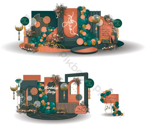 Green Orange Minimalist Wind Wedding Engagementbirthday Party Stage