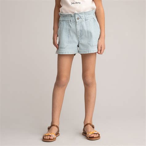 Striped Denim Shorts Striped La Redoute Collections La Redoute