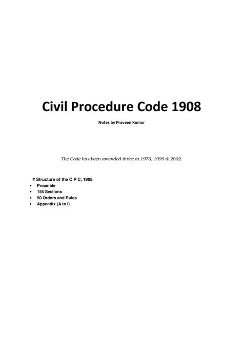 Civil Procedure Code Notes Based On Previous Year Question Papers