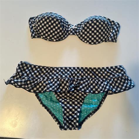 Vintage Guess Black And White Gingham Bikini Depop