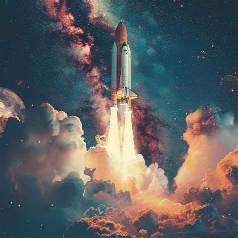 A Rocket Launching Into Space Premium AI Generated Image