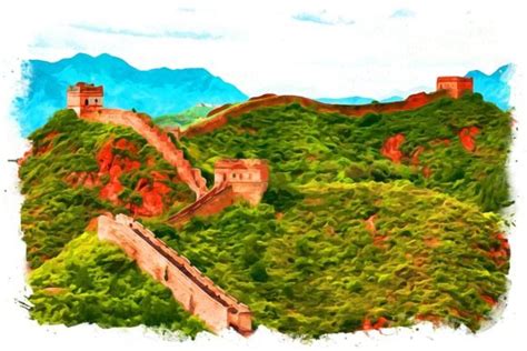 Great Wall of China View Watercolor Graphic by Poster Boutique · Creative Fabrica