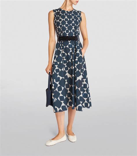 Womens Max Mara Blue Cotton Tie Waist Midi Dress Harrods Uk