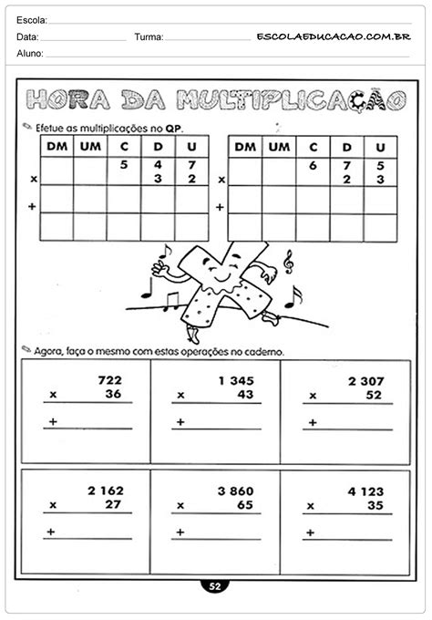 Atividades De Matem Tica Ano Hora Da Multiplica O Escola Educa O