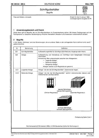 DIN 821-3:1991 DE - Schriftgutbehälter; Begriffe (Foreign Standard)