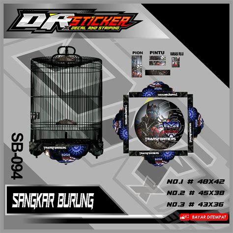 Jual Stiker Sangkar Murai Variasi Transformers Decal Kandang Burung