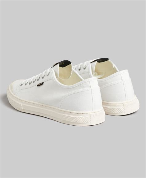 Mens Vegan Canvas Low Top Trainers In Ecru Superdry Uk