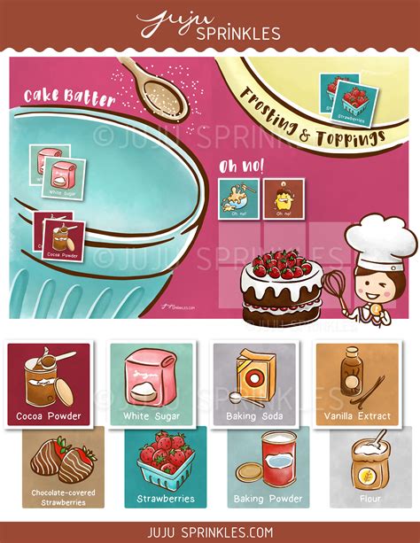 Printable Baking Memory Game Strawberry Chocolate Cake Juju Sprinkles