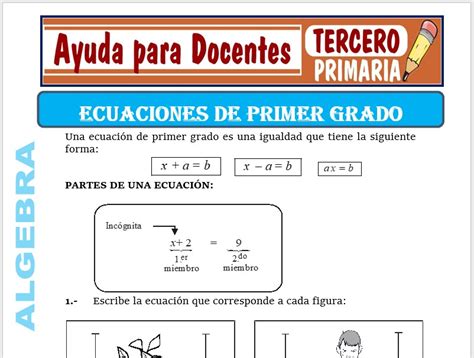 Ecuaciones De Primer Grado Para Tercero De Primaria Ayuda Para Docentes