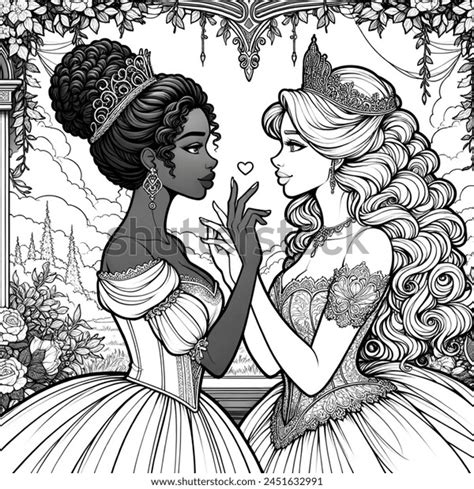 Fantasy Romance Lesbian Princesses Black White Ai Generated Image Shutterstock