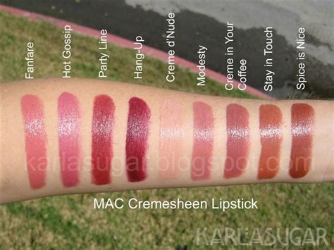 Mac Cremesheen Lipstick Swatches Fanfare Hot Gossip Pary Line