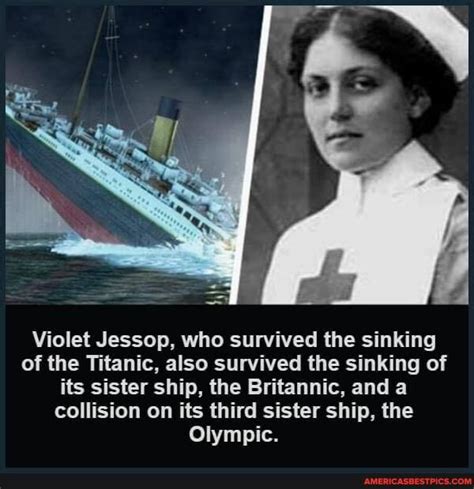 Violet Jessop, who survived the sinking of the Titanic, also survived the sinking of its sister ...