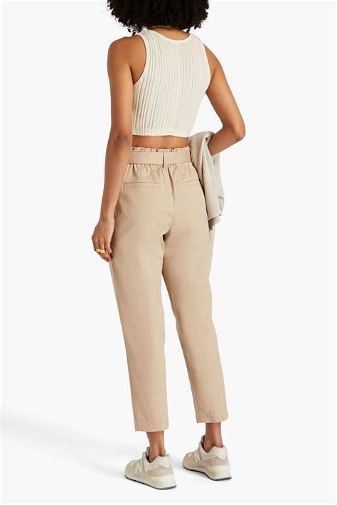 Brunello Cucinelli Cropped Belted Embellished Cotton Blend Twill