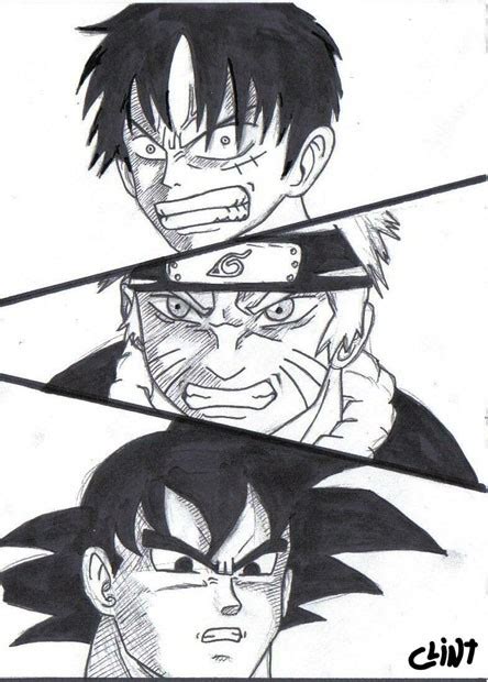 Luffy vs. Naruto vs. Goku by clint-comics on DeviantArt