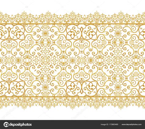 Seamless Pattern Golden Textured Curls Oriental Style Arabesques