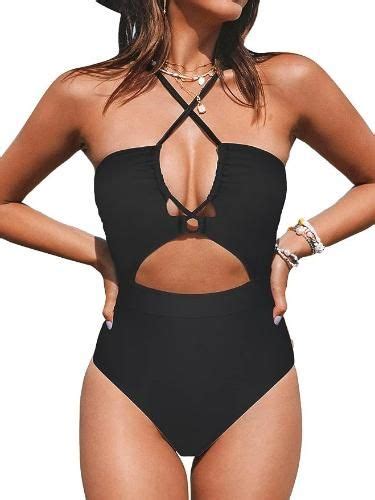 Cupshe Womens One Piece Swimsuit Plunge Neckline Cutout Criss Cross