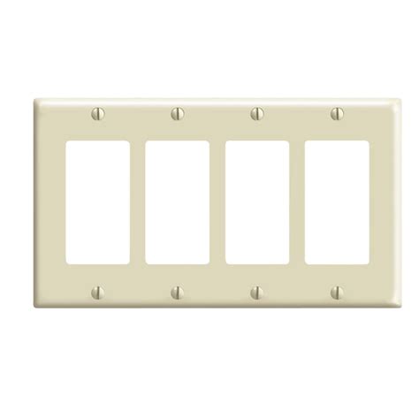 Leviton 4 Gang Decora Plate Ivory The Home Depot Canada